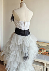 90s Retro Prom Dress Strapless Pleated Tulle Homecoming Dress Evening Dress Birthday Party Outfits HZ0319