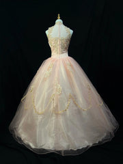 Elegant Ball Gown Crew Neck Tulle Applique Quinceanera Dress Evening Dress 18th Birthday Prom Gown HZ0319