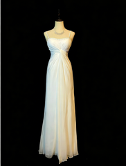 Elegant Prom Dress White Spaghetti Straps Pleated Formal Gown Evening Dress Gala Dress HZ0319