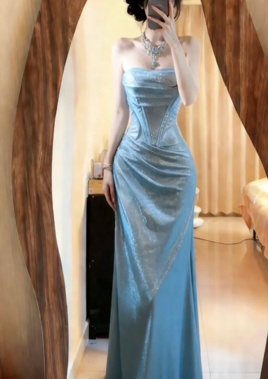 Chic Prom Dress Strapless Sheath Formal Gala Gown Evening Dress Birthday Party Dress HZ0319