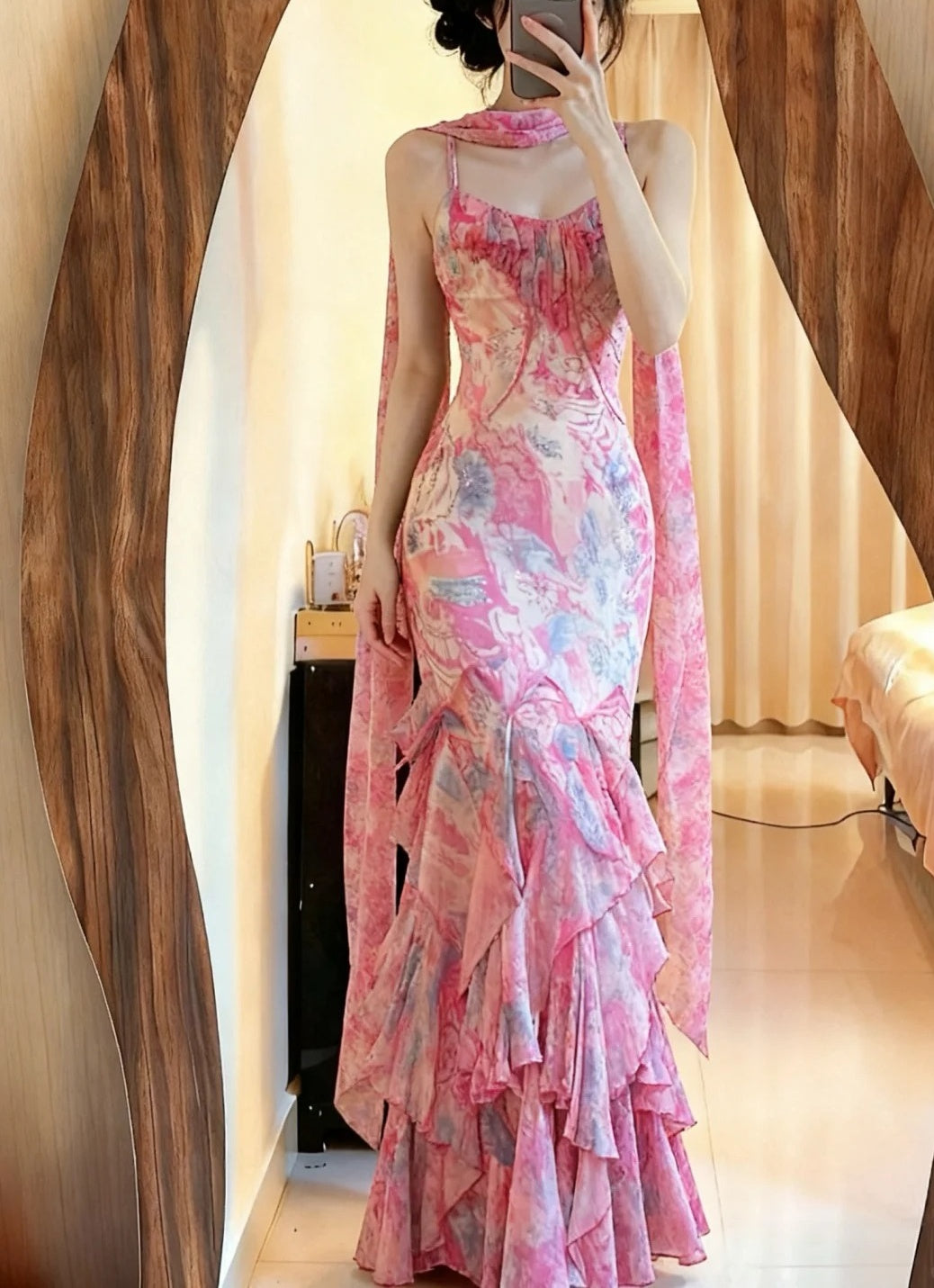 Colorful Prom Dress Spaghetti Straps Pleated Mermaid Formal Gala Gown Evening Dress Party Outfits HZ0319
