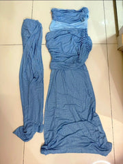 Shiny Prom Dress Blue Strapless Pleated Mermaid Formal Gala Gown Evening Dress Party Outfits HZ0319