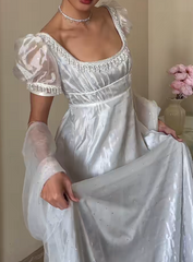 90s Retro Prom Dress Square Neck Imperial Dress Formal Gala Gown Evening Dress Party Outfits HZ0319