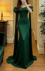 Minimalist Prom Dress Dark Green Off Shoulder Mermaid Gala Gown Evening Dress Formal Outfits HZ0319