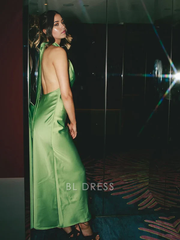Sheath Sexy Halter Green Backless formal dresses Bridesmaid Dresses evening gown Prom Dress