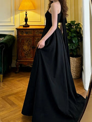 Elegant Prom Dress Black A Line One Shoulder Gala Gown Formal Evening Dress Graduation Outfits HZ0319