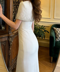 Gorgeous Prom Dress White Crew Neck Gala Gown Formal Evening Dress Graduation Outfits HZ0319