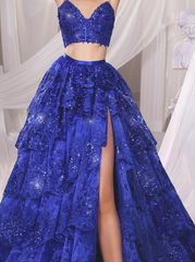 A-Line/Princess Strapless Floor-Length Prom Dresses Sparkly Sexy