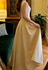 Chic Prom Dress A Line Crew Neck Pleated Gala Gown Formal Outfits Evening Dress Graduation Dress HZ0319