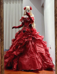 Gorgeous Ball Gown Off Shoulder Ruffle Quinceanera Dress Evening Dress 18th Birthday Prom Gown HZ0319