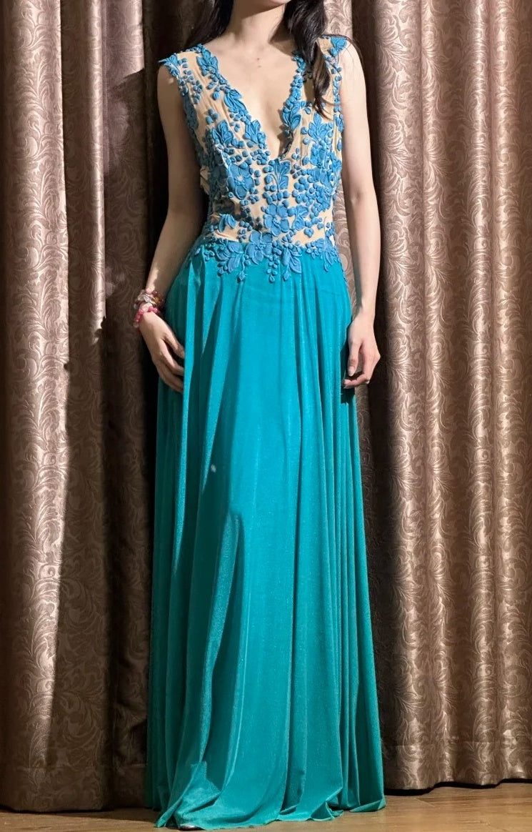 90s Elegant Prom Dress V-neck Pleated Formal Gala Gown Evening Dress Birthday Party Outfits HZ0319