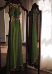 Elegant Prom Dress Crew Neck Pleated Formal Gala Gown Evening Dress Birthday Party Outfits HZ0319
