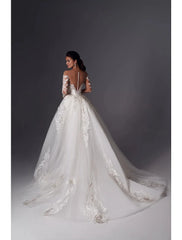 Engagement Formal Wedding Dresses Mermaid Off Shoulder Long Sleeve Court Train Satin Bridal Gowns With Appliques Solid Color 2025