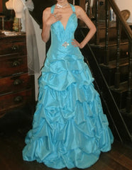 Pretty Prom Dress A Line V-neck Pleated Gala Gown Evening Dress Birthday Party Outfits HZ0319