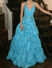 Pretty Prom Dress A Line V-neck Pleated Gala Gown Evening Dress Birthday Party Outfits HZ0319