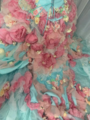Colorful Ball Gown Strapless Floral Evening Dress Quinceanera Dress 18th Birthday Prom Gown HZ0319