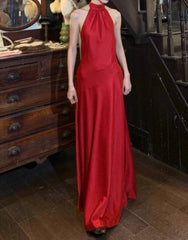 Beauty Prom Dress Satin Halter Gala Gown Evening Dress Graduation Dress HZ0319