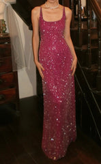 Sparking Prom Dress Rose Red Spaghetti Straps Gala Gown Fomal Evening Dress 18th Birthday Party Dress HZ0319