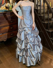 Elegant Prom Dress A Line Strapless Pleated Gala Gown Fomal Evening Dress Graduation Dress HZ0319