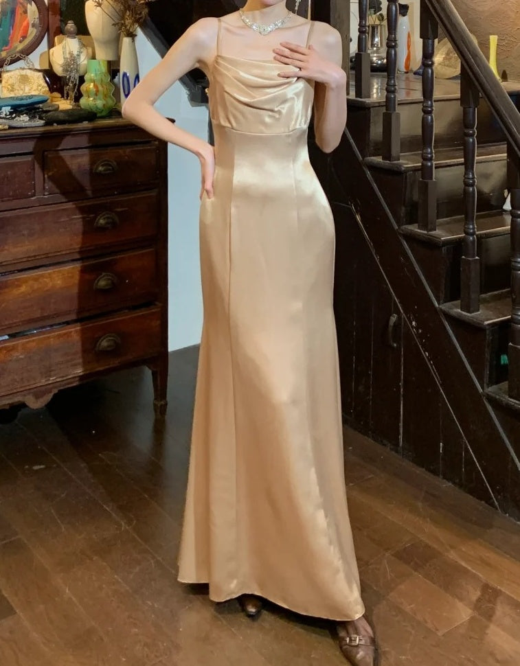 Chic Prom Dress A Line Spaghetti Straps Pleated Gala Gown Evening Dress Graduation Dress HZ0319