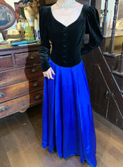 90s Retro Prom Dress A Line V-neck Pleated Gala Gown Evening Dress Formal Dress HZ0319