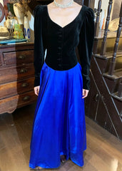 90s Retro Prom Dress A Line V-neck Pleated Gala Gown Evening Dress Formal Dress HZ0319
