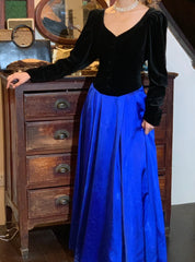 90s Retro Prom Dress A Line V-neck Pleated Gala Gown Evening Dress Formal Dress HZ0319