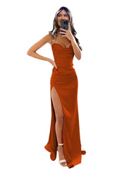 Wholesale Women's Spaghetti Straps Prom Dresses Satin for Wedding 2025 Long Sweetheart Mermaid Evening Dress