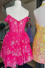 Black Sequin-Embroidery Sweetheart A-Line Tiered Homecoming Dress