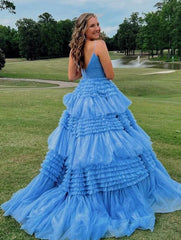 Sexy Sparkly Prom Dress Slit Skirt Deep V Neckline Wedding Dress