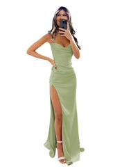 Wholesale Women's Spaghetti Straps Prom Dresses Satin for Wedding 2025 Long Sweetheart Mermaid Evening Dress