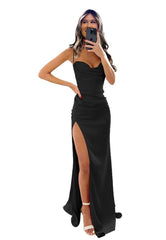 Wholesale Women's Spaghetti Straps Prom Dresses Satin for Wedding 2025 Long Sweetheart Mermaid Evening Dress
