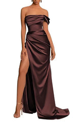 L0976 - Couture Simple Draped Sleeveless With Train and High Slit  Party Prom Formal Evening Dress