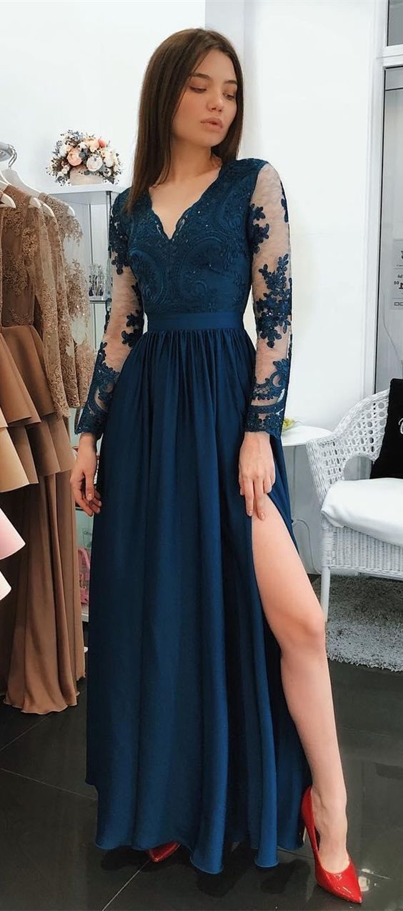 Prom Dress Long Sleeves, Formal Dress, Evening Dress, Graduation Party Dress