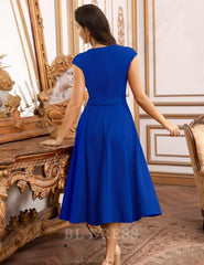 A-line Crew Neck Tea Length formal dresses Bridesmaid Dresses evening gown Prom Dress