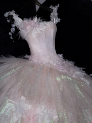 Stunning Pink A-Line Tulle Beaded Long Evening Party Dress Birthday Ball Gown, HZ0319