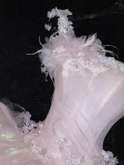 Stunning Pink A-Line Tulle Beaded Long Evening Party Dress Birthday Ball Gown, HZ0319