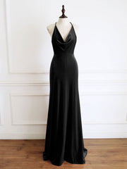 Green Mermaid Velvet Long Prom Dress, Green Formal Evening Dresses