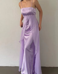 A Line Spaghetti Strap Satin Tulle Long Prom Dress Evening Dress