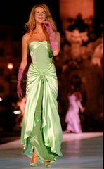 Mermaid Sweetheart Neckline Green Satin Long Prom Dress Evening Dress