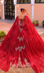 Amarra 54296 Red and Gold Quinceañera Dress