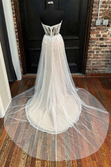 Sweetheart Appliques A-Line Long Wedding Dress Off Shoulder