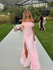 Sheath Elegant Off The Shoulder Chiffon Pink formal dresses Bridesmaid Dresses evening gown Prom Dress