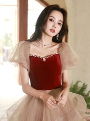 Champagne Tulle Short Prom Dresses, Champagne Homecoming Dresses