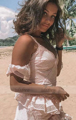 Short Pink Lace Homecoming Dress with Ruffles