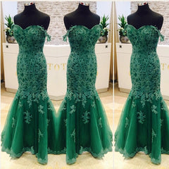 Elegant Green Lace Mermaid Evening Dresses