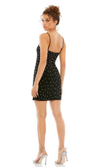 Pearl Embellished Little Black Party Dress 55678