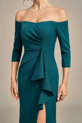Mermaid Off The Shoulder Cascading Ruffled Mother Of The Bride Dress