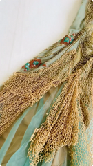 Vintage Green Beaded Chiffon Embroidery Prom Dress A-Line Spaghetti Strap Evening Dress Long Formal Dress HZ1024