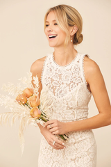 White Floral Lace Mermaid Backless Wedding Dresses Maxi Dress